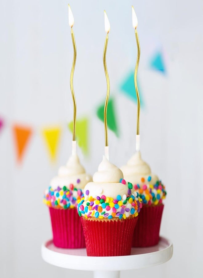 Resflyar 30 PCS Twisty Birthday Candles, Spiral Metallic Cake Candles, Long Thin Coil Cupcake Candles for Birthday, Wedding Party Decoration, Gold - Image 4
